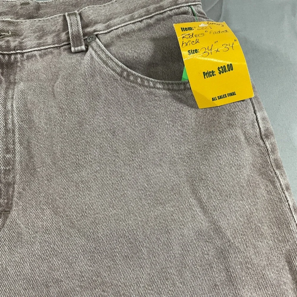 Riders Denim Jeans 34x34 New With Tags Relaxed Straight Leg Tan Beige Vintage 90